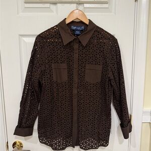 Brown Eyelet Women’s Top
